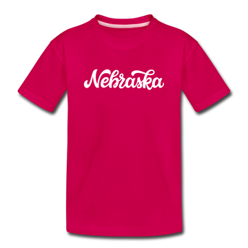 Nebraska Toddler T-Shirt - Hand Lettered Nebraska Toddler Tee - dark pink