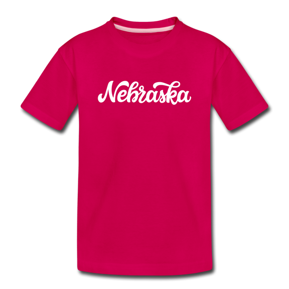 Nebraska Toddler T-Shirt - Hand Lettered Nebraska Toddler Tee - dark pink