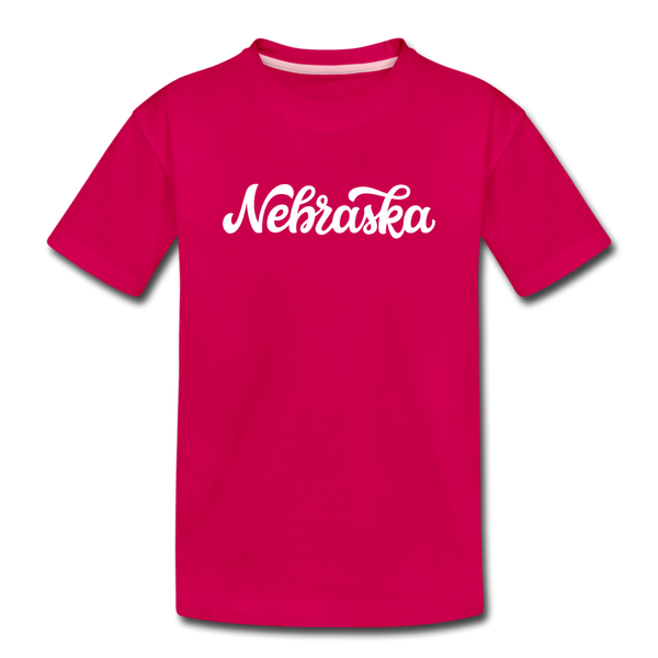 Nebraska Toddler T-Shirt - Hand Lettered Nebraska Toddler Tee - dark pink