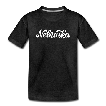 Nebraska Toddler T-Shirt - Hand Lettered Nebraska Toddler Tee - charcoal gray