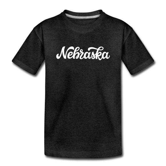 Nebraska Toddler T-Shirt - Hand Lettered Nebraska Toddler Tee - charcoal gray