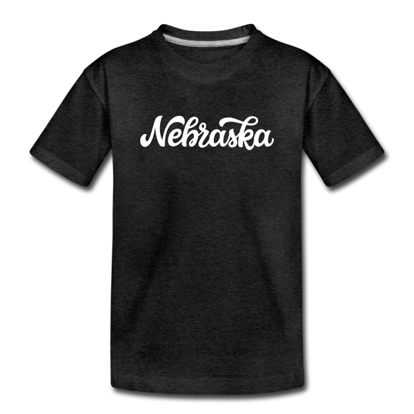 Nebraska Toddler T-Shirt - Hand Lettered Nebraska Toddler Tee - charcoal gray