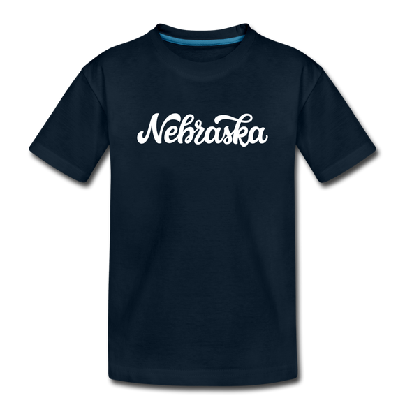 Nebraska Toddler T-Shirt - Hand Lettered Nebraska Toddler Tee - deep navy
