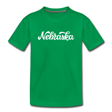 Nebraska Toddler T-Shirt - Hand Lettered Nebraska Toddler Tee - kelly green