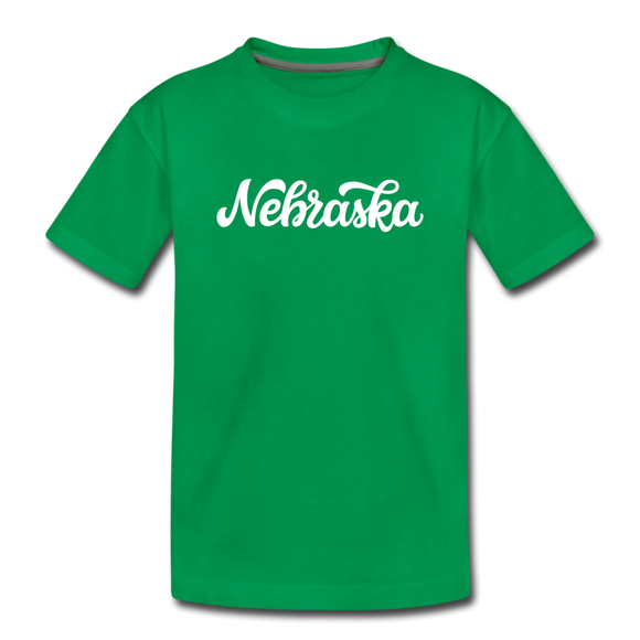 Nebraska Toddler T-Shirt - Hand Lettered Nebraska Toddler Tee - kelly green