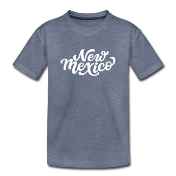 New Mexico Toddler T-Shirt - Hand Lettered New Mexico Toddler Tee - heather blue