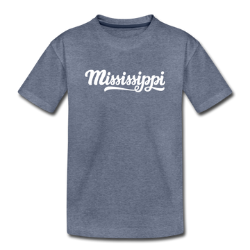 Mississippi Toddler T-Shirt - Hand Lettered Mississippi Toddler Tee - heather blue