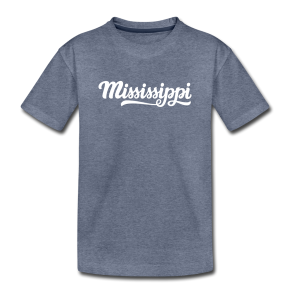Mississippi Toddler T-Shirt - Hand Lettered Mississippi Toddler Tee - heather blue