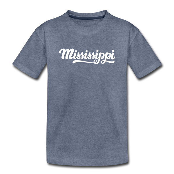 Mississippi Toddler T-Shirt - Hand Lettered Mississippi Toddler Tee - heather blue