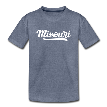 Missouri Toddler T-Shirt - Hand Lettered Missouri Toddler Tee - heather blue