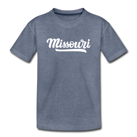 Missouri Toddler T-Shirt - Hand Lettered Missouri Toddler Tee - heather blue