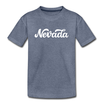 Nevada Toddler T-Shirt - Hand Lettered Nevada Toddler Tee - heather blue