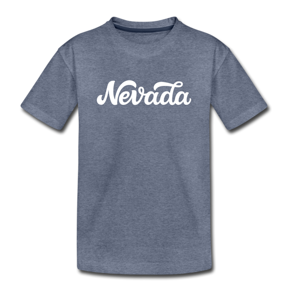 Nevada Toddler T-Shirt - Hand Lettered Nevada Toddler Tee - heather blue