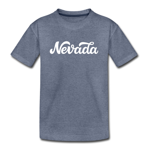 Nevada Toddler T-Shirt - Hand Lettered Nevada Toddler Tee - heather blue