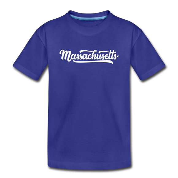 Massachusetts Toddler T-Shirt - Hand Lettered Massachusetts Toddler Tee - royal blue