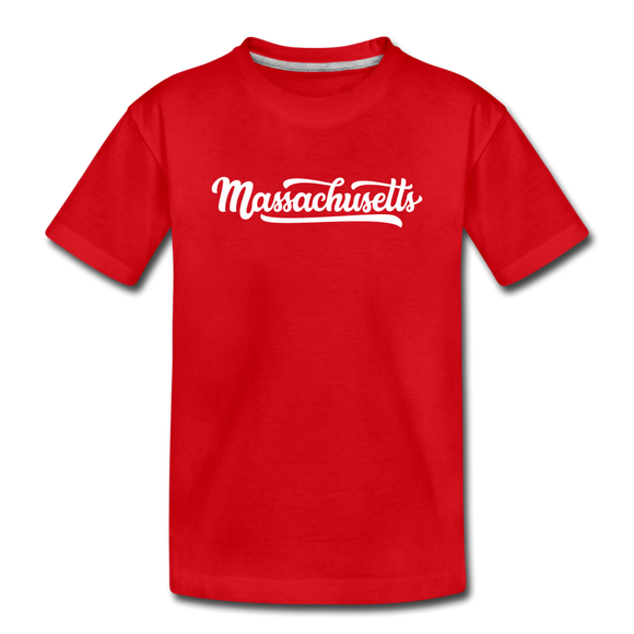 Massachusetts Toddler T-Shirt - Hand Lettered Massachusetts Toddler Tee - red