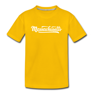 Massachusetts Toddler T-Shirt - Hand Lettered Massachusetts Toddler Tee - sun yellow