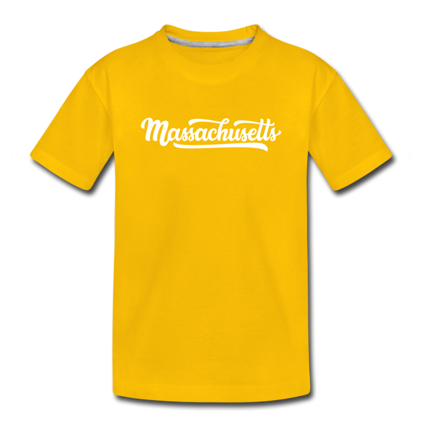 Massachusetts Toddler T-Shirt - Hand Lettered Massachusetts Toddler Tee - sun yellow