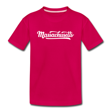 Massachusetts Toddler T-Shirt - Hand Lettered Massachusetts Toddler Tee - dark pink