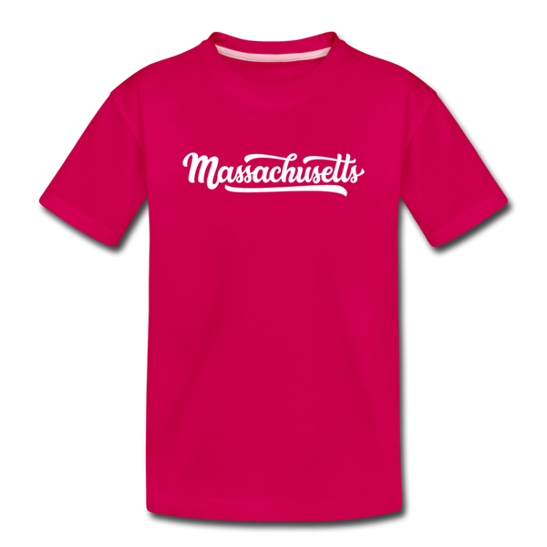 Massachusetts Toddler T-Shirt - Hand Lettered Massachusetts Toddler Tee - dark pink