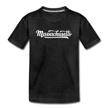 Massachusetts Toddler T-Shirt - Hand Lettered Massachusetts Toddler Tee - charcoal gray