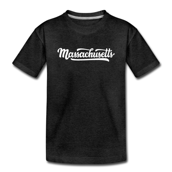 Massachusetts Toddler T-Shirt - Hand Lettered Massachusetts Toddler Tee - charcoal gray