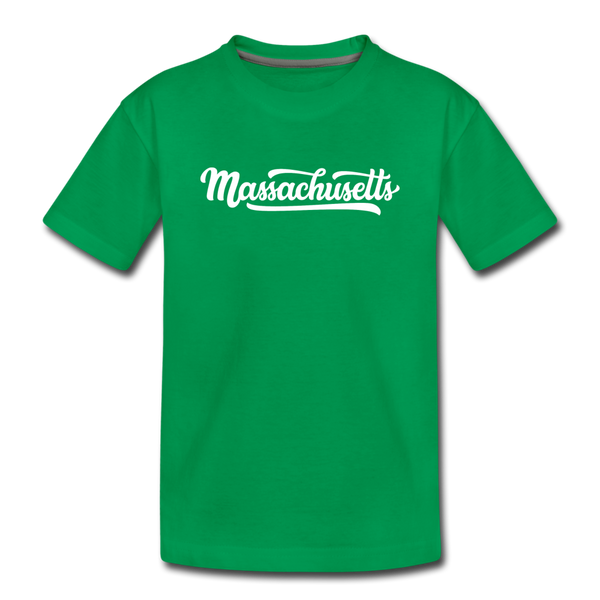 Massachusetts Toddler T-Shirt - Hand Lettered Massachusetts Toddler Tee - kelly green
