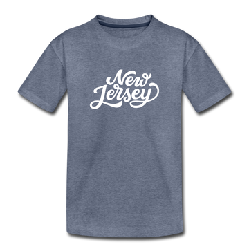 New Jersey Toddler T-Shirt - Hand Lettered New Jersey Toddler Tee - heather blue