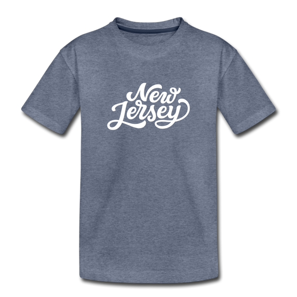 New Jersey Toddler T-Shirt - Hand Lettered New Jersey Toddler Tee - heather blue