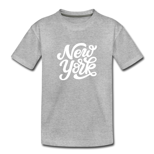 New York Toddler T-Shirt - Hand Lettered New York Toddler Tee - heather gray