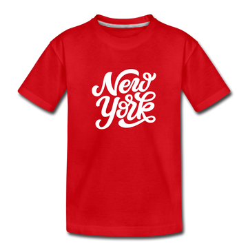 New York Toddler T-Shirt - Hand Lettered New York Toddler Tee - red