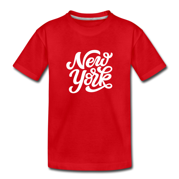 New York Toddler T-Shirt - Hand Lettered New York Toddler Tee - red