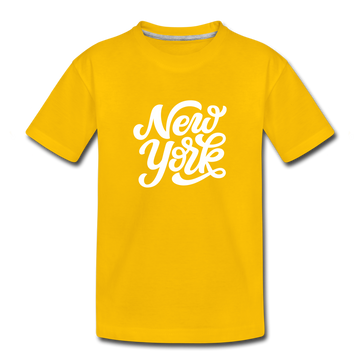 New York Toddler T-Shirt - Hand Lettered New York Toddler Tee - sun yellow