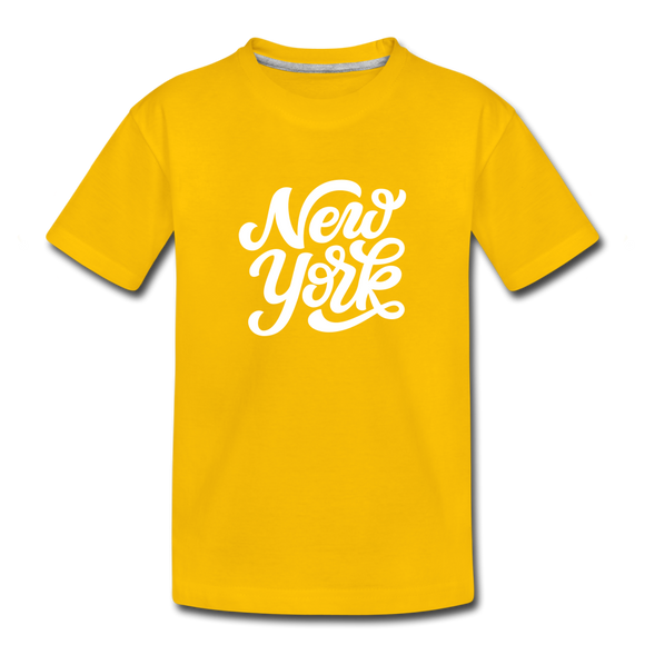 New York Toddler T-Shirt - Hand Lettered New York Toddler Tee - sun yellow