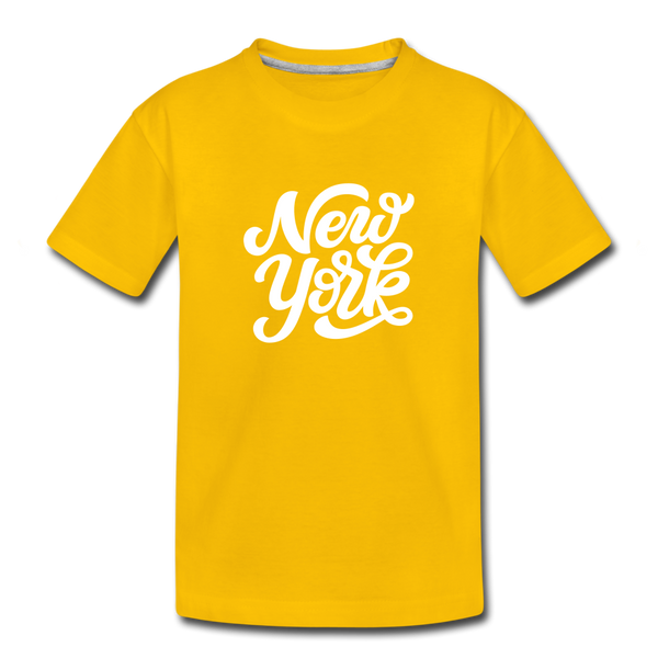 New York Toddler T-Shirt - Hand Lettered New York Toddler Tee - sun yellow