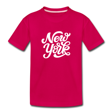 New York Toddler T-Shirt - Hand Lettered New York Toddler Tee - dark pink