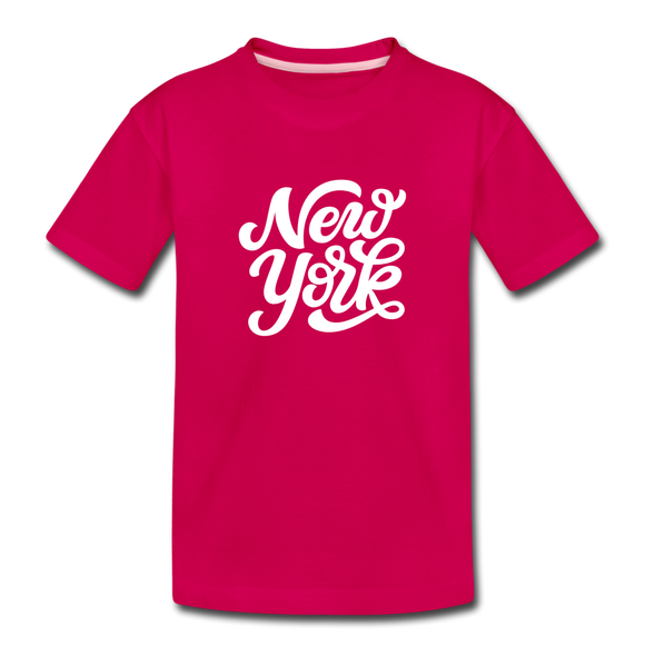 New York Toddler T-Shirt - Hand Lettered New York Toddler Tee - dark pink