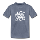 New York Toddler T-Shirt - Hand Lettered New York Toddler Tee - heather blue