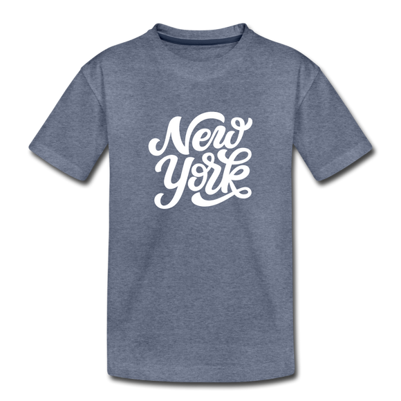 New York Toddler T-Shirt - Hand Lettered New York Toddler Tee - heather blue