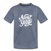 New York Toddler T-Shirt - Hand Lettered New York Toddler Tee - heather blue