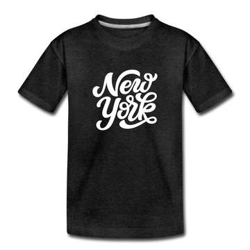 New York Toddler T-Shirt - Hand Lettered New York Toddler Tee - charcoal gray