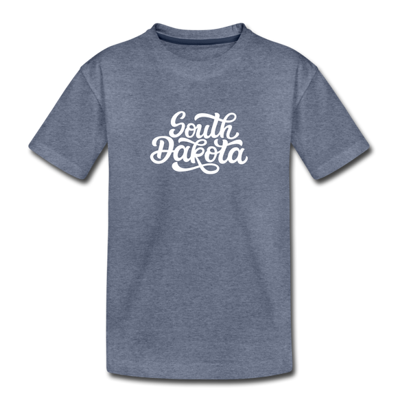 South Dakota Toddler T-Shirt - Hand Lettered South Dakota Toddler Tee - heather blue