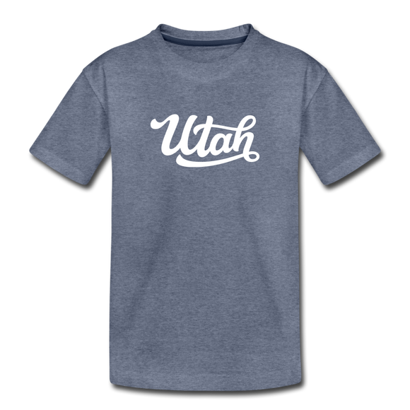 Utah Toddler T-Shirt - Hand Lettered Utah Toddler Tee - heather blue