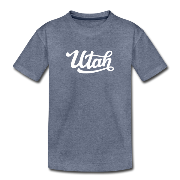 Utah Toddler T-Shirt - Hand Lettered Utah Toddler Tee - heather blue