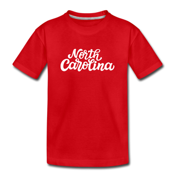 North Carolina Toddler T-Shirt - Hand Lettered North Carolina Toddler Tee - red