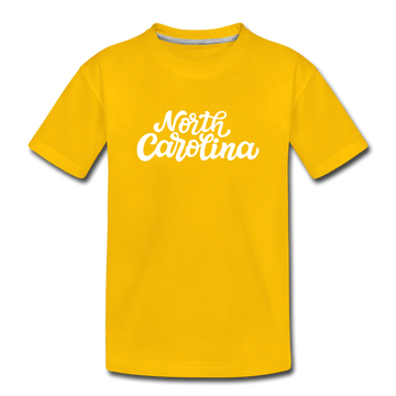 North Carolina Toddler T-Shirt - Hand Lettered North Carolina Toddler Tee - sun yellow