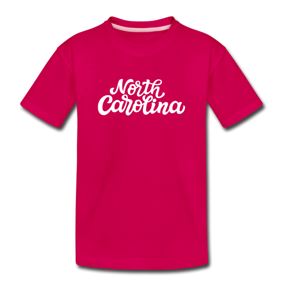 North Carolina Toddler T-Shirt - Hand Lettered North Carolina Toddler Tee - dark pink