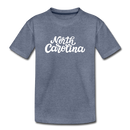 North Carolina Toddler T-Shirt - Hand Lettered North Carolina Toddler Tee - heather blue