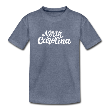 North Carolina Toddler T-Shirt - Hand Lettered North Carolina Toddler Tee - heather blue