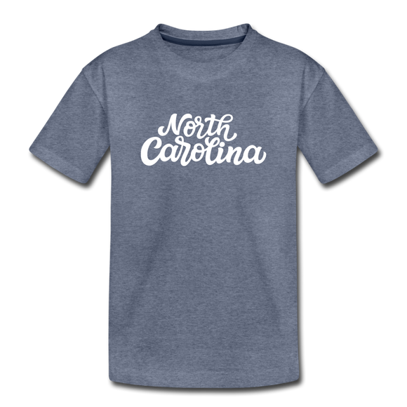 North Carolina Toddler T-Shirt - Hand Lettered North Carolina Toddler Tee - heather blue